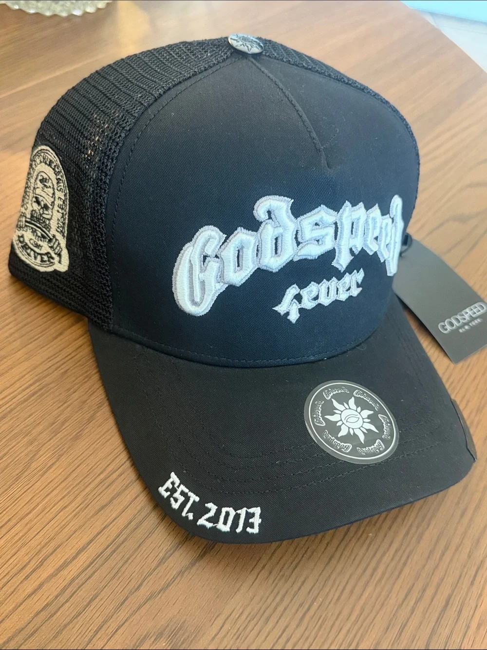 Black Embroidered Trucker Cap